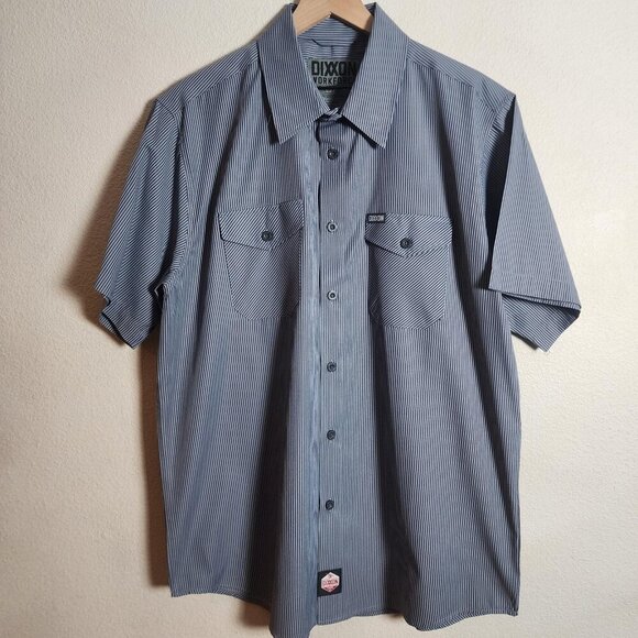 Dixxon Other - Dixxon Workforce Shirt Mens XL Blue Striped Short Sleeve Button Up Workwear